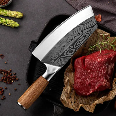 Japanese Chef Knife Stainless Steel Kitchen Butcher Knife Chopping Meat Cleaver • $21.99