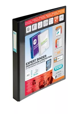 Elba Vision Ring Binder A3 Portrait 33Mm Spine 4D Ring Black 400009729 • £29.55