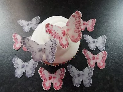 24 **PRECUT** Pink And Purple Edible Butterflies Cake/cupcake Toppers • £2.85