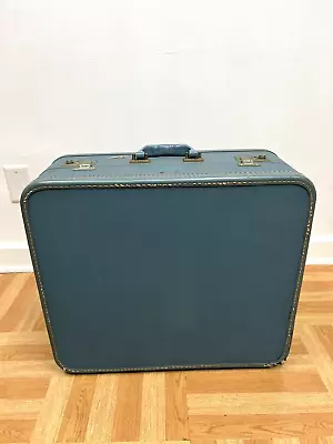 Vintage BLUE HARD SHELL SUITCASE Trunk Chest Storage Travel Decor Store Display • $39.99