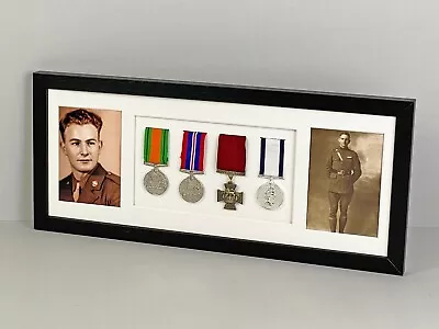 Military Medal Display Frame For Four Medals & Two 6x4  Photographs.20x50.(134) • £40