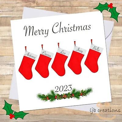 Christmas Cards Personalised STOCKING NAMES Family Members Grandchildren XMAS 🎄 • £3.65