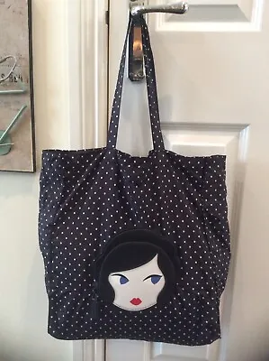 £9.99 • Buy Lulu Guiness “Doll Face” Packable Shopper Bag, Clever, Stylish!