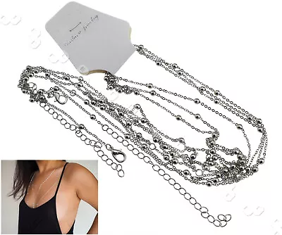 Lady Harness Crossover Body Chain Belly Waist Bikini Beach Slave Necklace Silver • £5.16