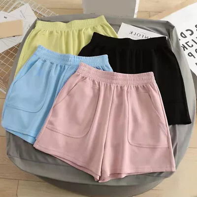 Womens Ladies Hot Pants Shorts Jersey Elastic High Waist Jogging Gym Yoga Girls • £2.63