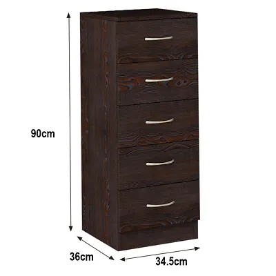 5 Drawers Chest Of Drawers Narrow Tall Cabinet Bedroom Hallway Storage Furniture • £58.99