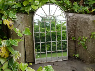 Rustic Outdoor Garden Arch Mirror Panel Wall Mounted Distressed Metal Frame • £33.99