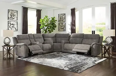 Ashley Furniture Next-Gen Power 3 Piece Sectional Slate Sofa Set W/Console • $2895