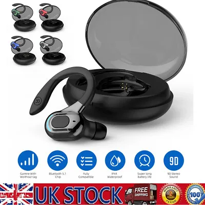 £12.34 • Buy Wireless Bluetooth 5.1 Earpiece Headset Headphones Car Trucker Single Ear Hook