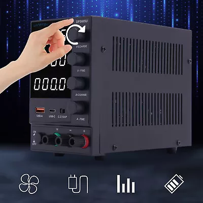 DC Power Supply Variable Lab 4 Digital Display 0-60V Adjustable 5A 110V DPS605U • $69.35