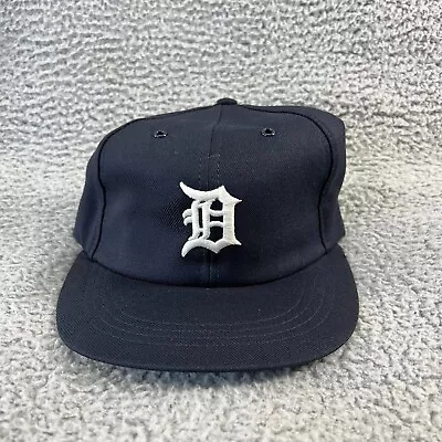 Vintage Detroit Tigers Hat Blue White Plain Logo Extra Large Stretch Annco 80s • $28.83