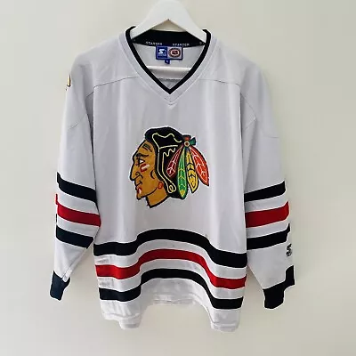 Vintage 90's Starter NHL Chicago Blackhawks Jersey - Size S - 90s Hockey Jersey • $59.70