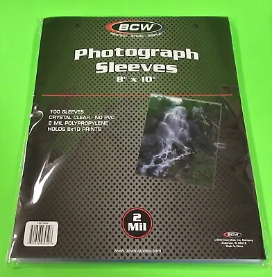 100 8x10 PHOTO SLEEVES-CRYSTAL CLEAR-ARCHIVAL SAFE-ACID FREE-2 MIL THICK • $17.75