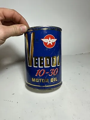 Vintage  Motor Oil Can Veedol Flying A 10-30 • $99.99