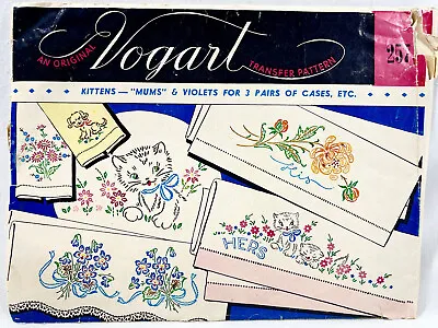 1940s Vogart Kittens Mums Violets 257 Iron-On Transfer Patterns Embroidery 13040 • $45