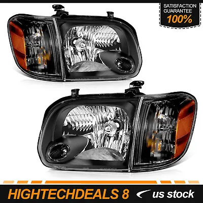 Headlights For 2005-2006 Toyota Tundra 05-07 Sequoia Black Headlamps Corner Pair • $85.88