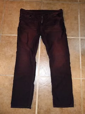 Men's TRUE RELIGION Corduroy Pants Jeans RICKY Burgundy Black Ombre Size 40 • $49.99