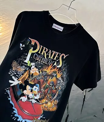 Vintage Disney Pirates Of The Caribbean T-shirt 90s Rare XL Black Mickey Mouse • $180