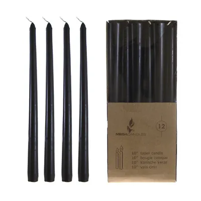 Mega Candles - Unscented 10  Taper Candles - Black Set Of 12 CGB066-BK • $17.50