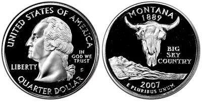 2007 S Washington 90% Silver Statehood Quarter Proof Montana KM 396a ASW 1808 • $6.99