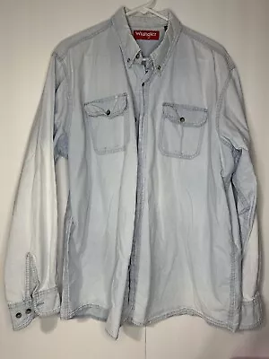 Wrangler Mens Size XL Stone Wash Long Sleeve Button Down Shirt • $8