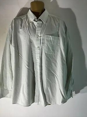 Mens M&S Marks&spencer 17.5” Green Mix Stripe Long Sleeve Oxford Work Shirt • £9.99