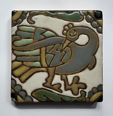 Vintage Batchelder Tile Cuerda Seca Glaze With Stylized Bird Motif California • $75