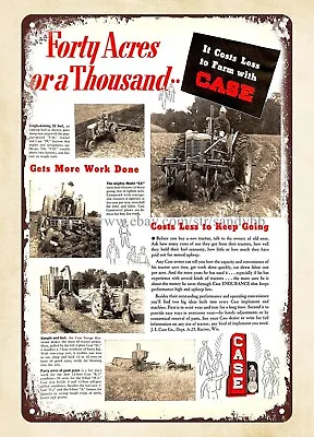 1947 Case Tractors Farm Equipment Agricultural Machine Metal Tin Sign • $18.87