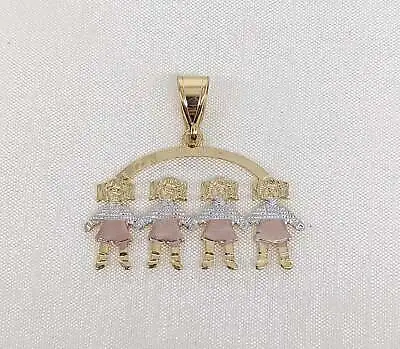 Gold Plated Four Girls Pendant Charm Mom Daughter Gift Jewelry Oro Niña Dije • $5