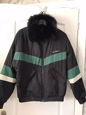 Urban Outfitters Iets Frans Women's Black Green Puffer Jacket Medium M Fur Trim • £9.99