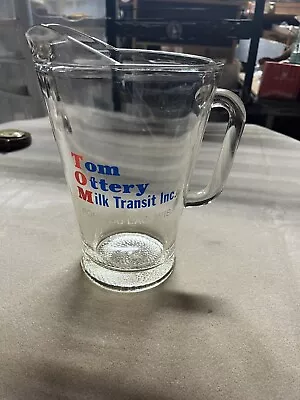 Vintage Tom Otters Milk Transit Inc. Pitcher Fond Du Lac Wisconsin Glass Antique • $24.99