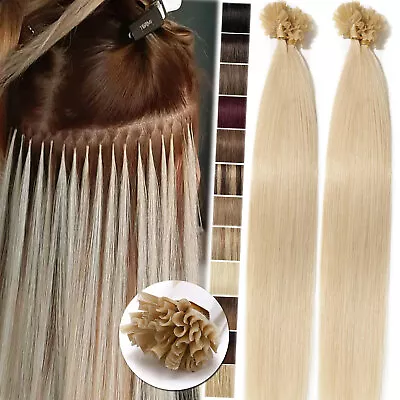 Russian 100%Real Remy Human Hair Extensions Nail U Tip Keratin Pre Bonded Blonde • $160.99