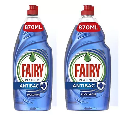 Fairy Platinum Anti Bac Washing Up Liquid  Eucalyptus 2 X 870ml • £11.99