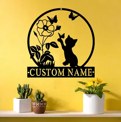 Custom Cat Metal Sign Pet LossCat Memorial SignCat Wall ArtCat Name Sign • $90.11