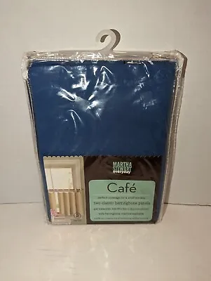 Martha Stewart Everyday Cafe Pair Curtain Panels Blue Tab Top Cotton 60 X36  NEW • $19.99