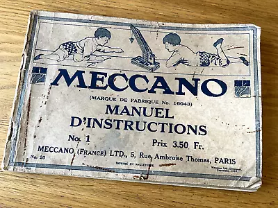 1916 Meccano Hornby Manual Instruction 1 French Patented 16043 RARE Christmas • £19.95