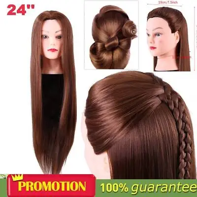 24'' Hair Hairdressing Practice Head Styling Training Mannequin Doll & Clamp New • £13.89