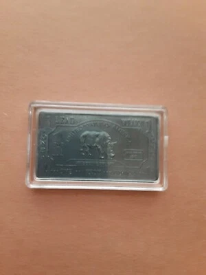 £21.60 • Buy 1oz Lead Bullion Bar - Rhino With Protective Case