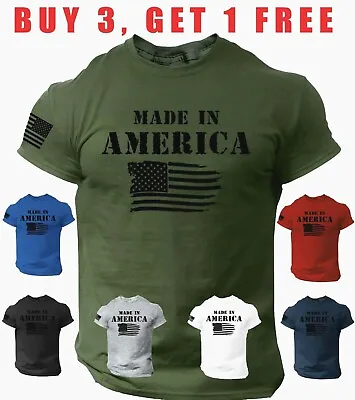 USA Flag T Shirt Made In America Distressed Military Patriotic Tee Shirt S-3XL • $13.90