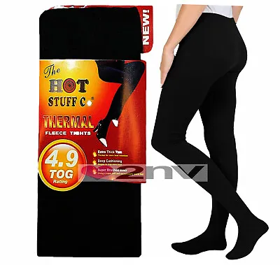 £5.49 • Buy Ladies Fleece Lined Tights Thermal Winter Warm Black Full Foot THICK Tights