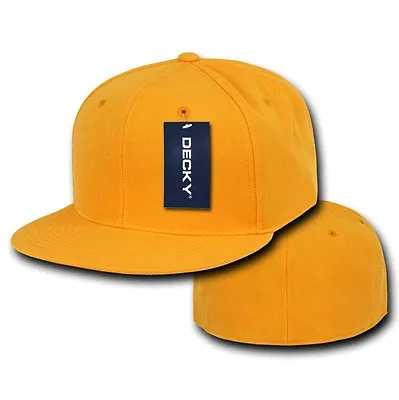 Gold Yellow Fitted Flat Bill Plain Solid Blank Baseball Ball Cap Caps Hat Hats • $16.95