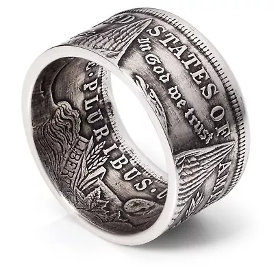 Morgan Silver Dollar Coin Ring - 1921 -  Tails  - Patina Finish • $215