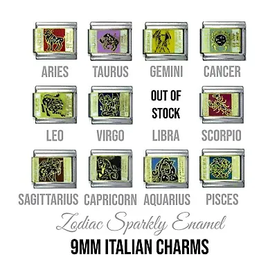 Sparkly Zodiac 9mm Italian Charm - Fits Classic Italian Charm Bracelets • £4.99