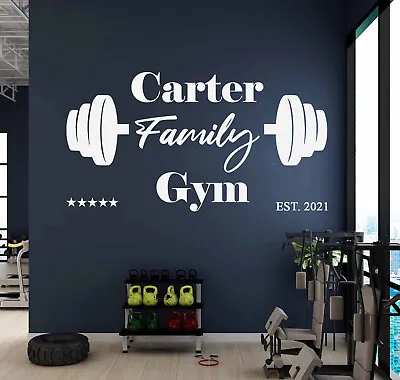PERSONALISED Home Family Gym Weights Fitness Business Wall Sticker Vinyl Decal • £7.74