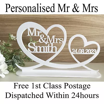 Personalised Mr & Mrs Top Table Sign & Date Mr And Mrs Wedding Decoration Gift  • £9.95