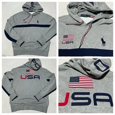 RALPH LAUREN Hoodie Mens L Hoodie Sweatshirt USA Olympic Double Sided • $44