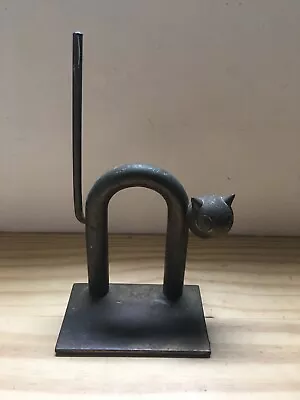 1930s Chase Art Deco Brass Cat Machine Age Sculpture Doorstop Bookend 7.5 Hx4 L • $599.99