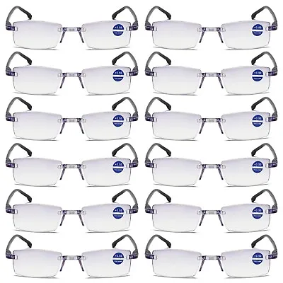 12 Pair Rimless Mens Blue Light Blocking Reading Glasses Anti Blue Light Readers • $18.93