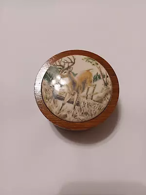 Vintage Wood Hand Painted Deer Trinket Box W/ Soap Authentic • $19.99