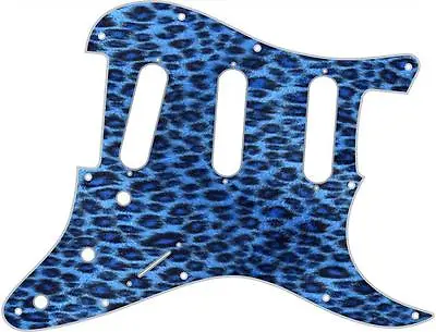 Stratocaster Strat Pickguard Custom Fender SSS 11 Hole Guitar Leopard Print Blue • $59.40